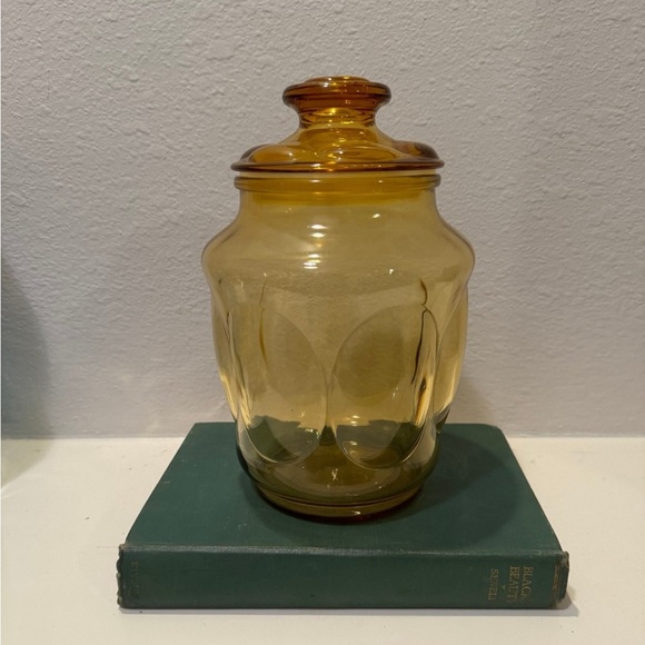 Vintage LE Smith Honey Amber Bubble Glass Apothecary Jar, Canister, Cookie Jar - Picture 1 of 10